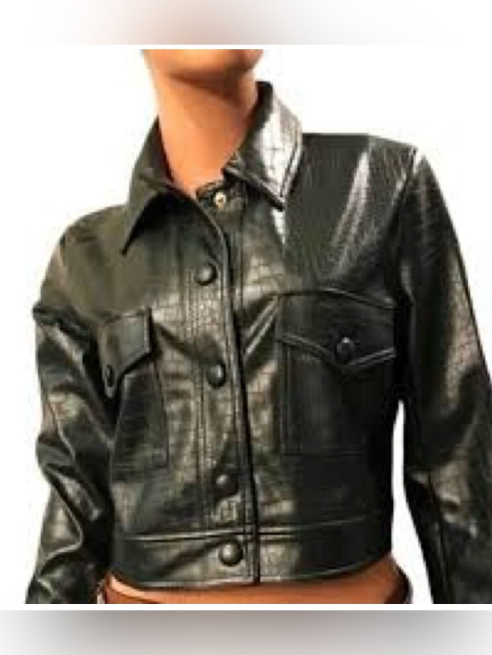 House of Harlow 1960 Dark Green Faux Leather Jacket medium